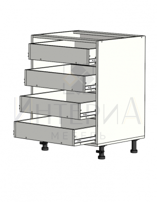 Тумба прямая 350x520x820, универсальная, без полок, 4 ящика