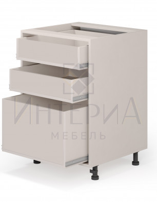Тумба прямая 350x520x820, универсальная, без полок, 3 ящика с высоким нижним