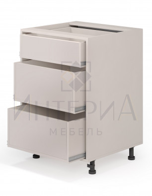 Тумба прямая 450x520x820, универсальная, без полок, 3 ящика с низким верхним
