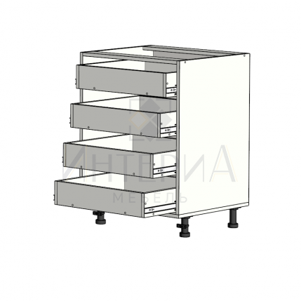 Тумба прямая 350x520x820, универсальная, без полок, 4 ящика