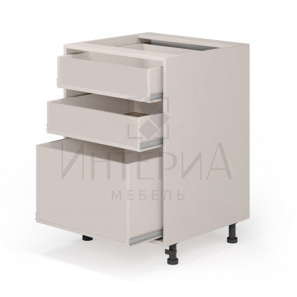 Тумба прямая 350x520x820, универсальная, без полок, 3 ящика с высоким нижним